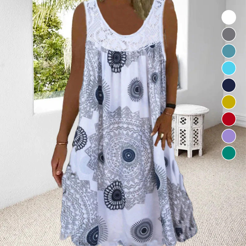Naisille Hihaton Kesämekko Leikkisällä Printillä