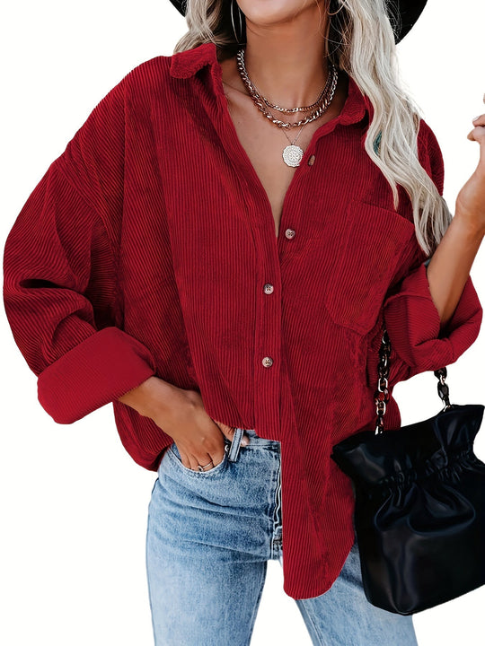 Miesten Kauluspaita Vihreä Oversized Corduroy Mukava-2
