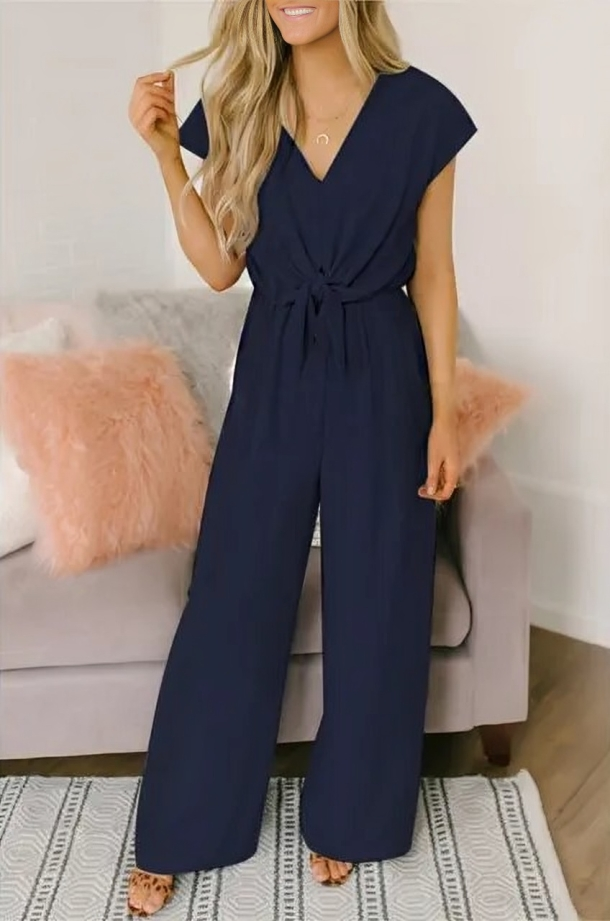 Variant image for Naisille Rento Jumpsuit V-kaula-aukko Hengittävä Materiaali-5