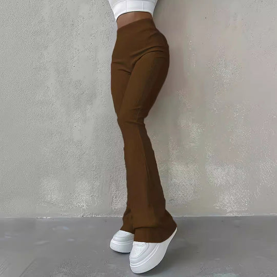 Naisten Korkeavyötäröiset Ribbed-housut