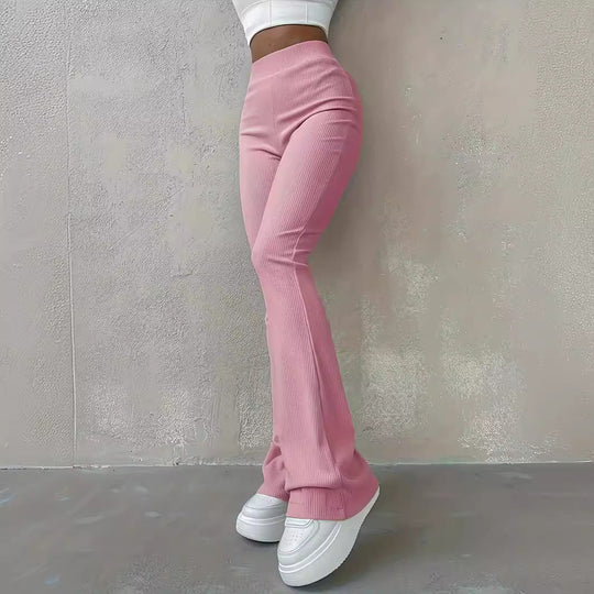Naisten Korkeavyötäröiset Ribbed-housut
