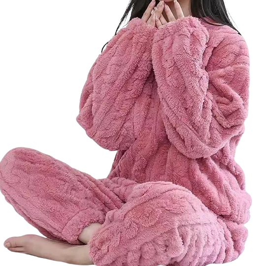 Naisten lämmin fleece pyjama setti