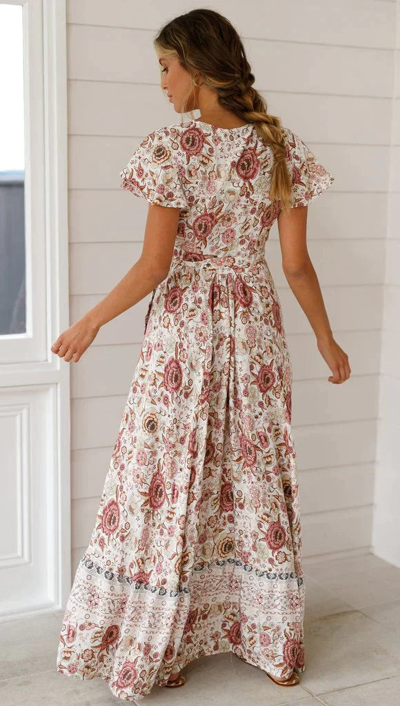 Naisten Juhlamekko Vintage-tyylinen Pitkä Mekko 100% Puuvilla-3