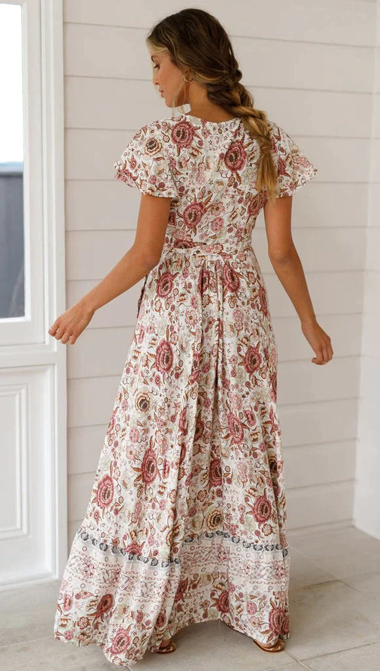 Naisten Juhlamekko Vintage-tyylinen Pitkä Mekko 100% Puuvilla-3