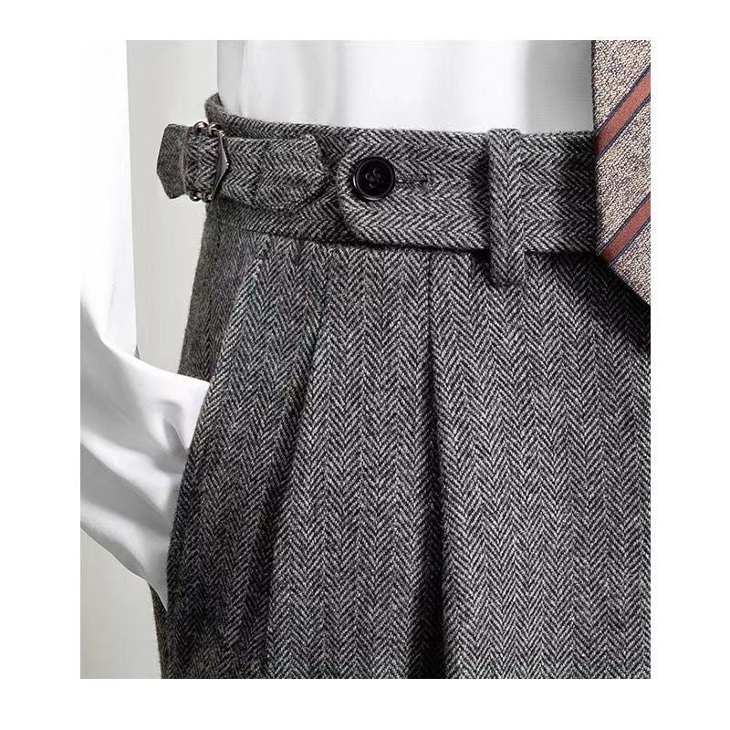 Miesten Rento Tweed-Housut Moderni Istuvuus Kestävä Materiaali 6