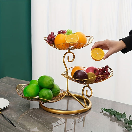 3-kerroksinen hedelmäkulhoteline Tyylikkäällä Muotoilulla 1