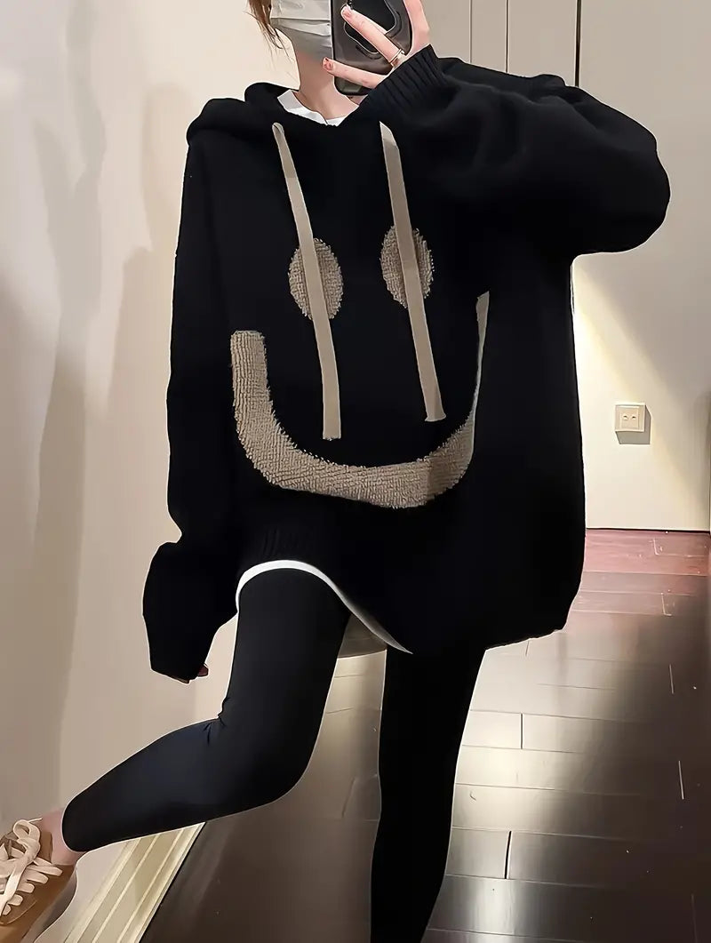 Variant image for Naisten Huppari Leikkisällä Hymimallilla Mukava 100% Puuvilla-7