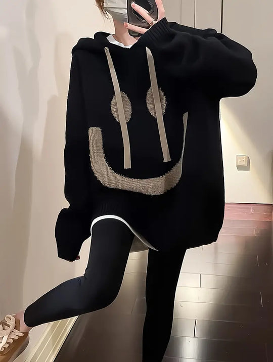 Variant image for Naisten Huppari Leikkisällä Hymimallilla Mukava 100% Puuvilla-7