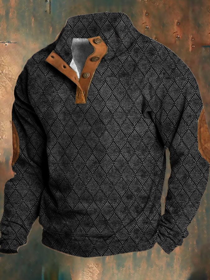 Miesten Villapaita Retro Fleece Tekstuurilla Mukava Rento Tyylinen 1