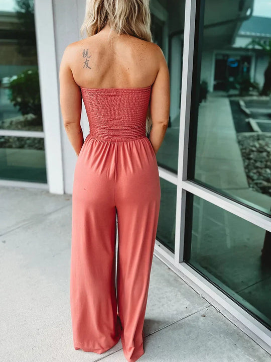 Naisten Jumpsuit Off-Olkapää Polyesteri Tyylikäs-3