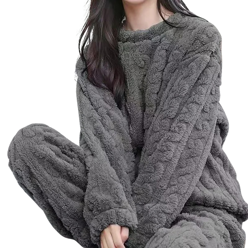 Naisten lämmin fleece pyjama setti