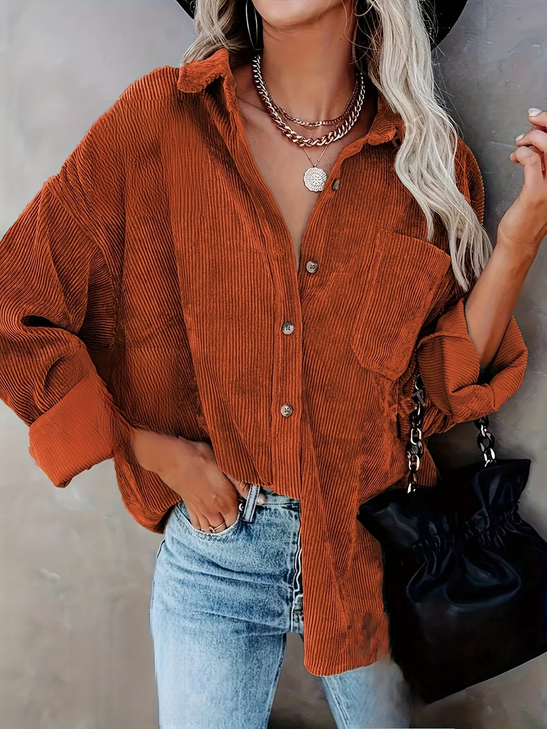 Miesten Kauluspaita Vihreä Oversized Corduroy Mukava-1