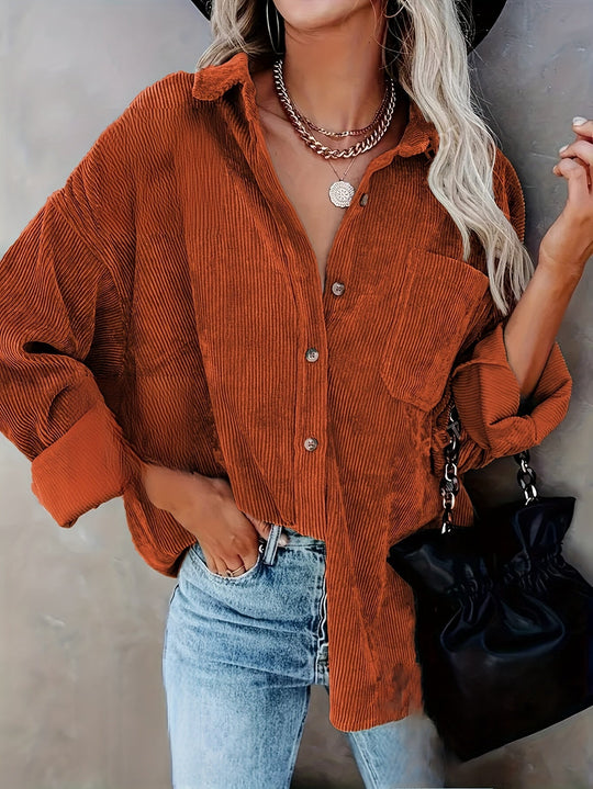 Miesten Kauluspaita Vihreä Oversized Corduroy Mukava-1