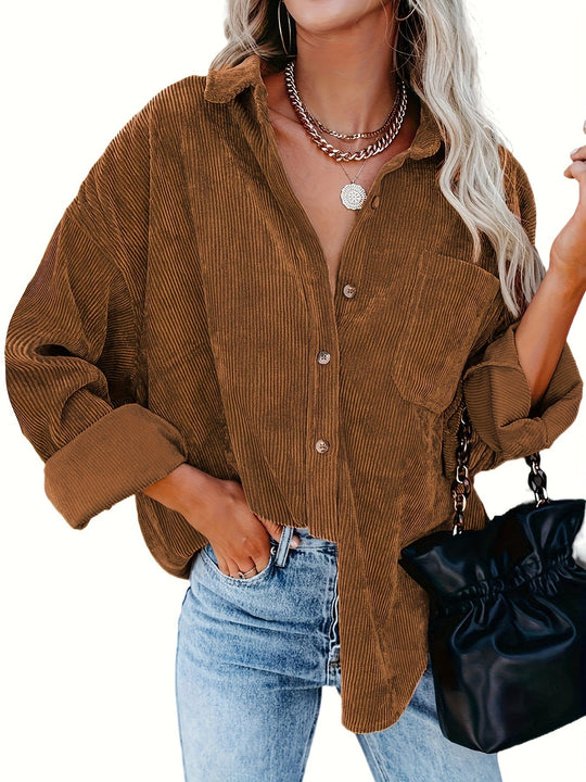 Variant image for Miesten Kauluspaita Vihreä Oversized Corduroy Mukava-17