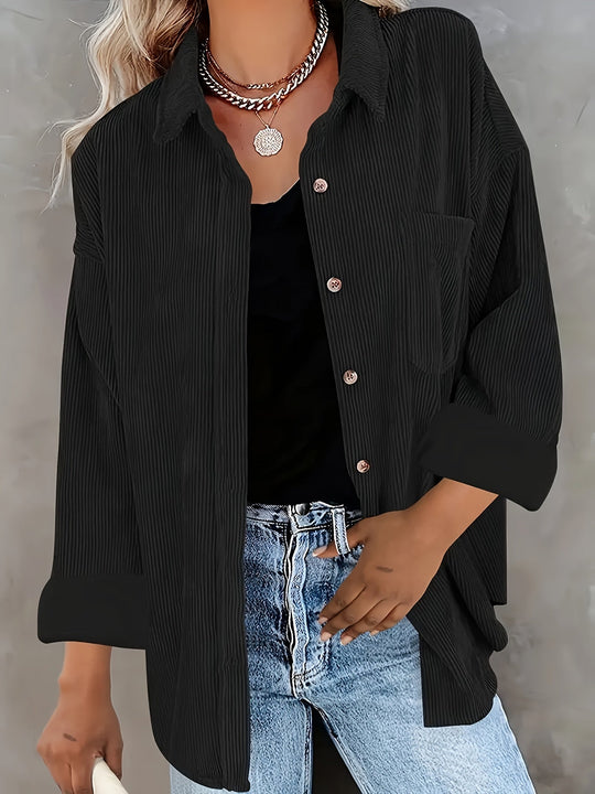 Variant image for Miesten Kauluspaita Vihreä Oversized Corduroy Mukava-5
