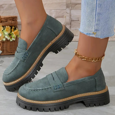 Naisten Suede Loaferit Paksulla Pohjalla
