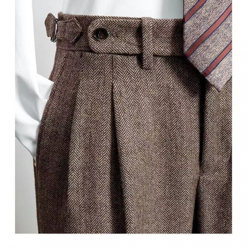 Miesten Rento Tweed-Housut Moderni Istuvuus Kestävä Materiaali 1