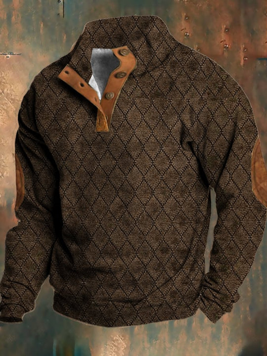 Miesten Villapaita Retro Fleece Tekstuurilla Mukava Rento Tyylinen 3