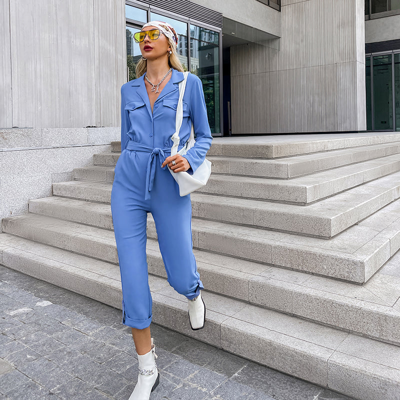 Naisten Jumpsuit Elegantti Polyesteri Pitkät Hihat-3