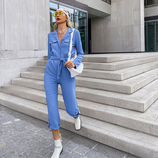 Naisten Jumpsuit Elegantti Polyesteri Pitkät Hihat-3