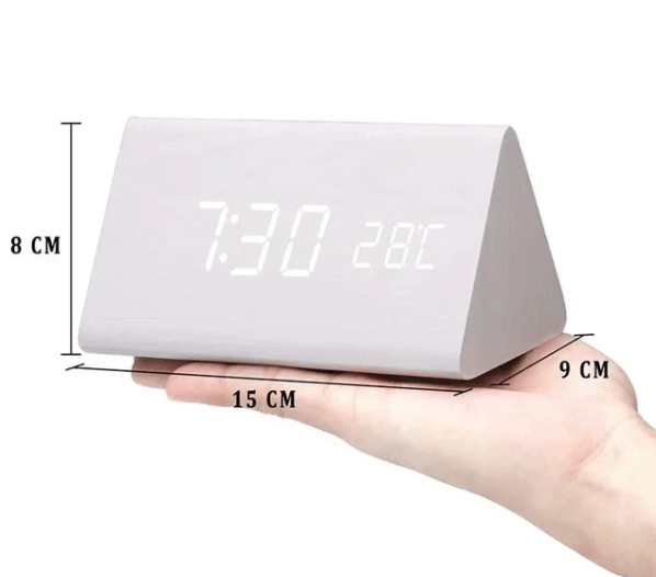 Ääniohjattu LED-kello Moderni Puukotelo 6