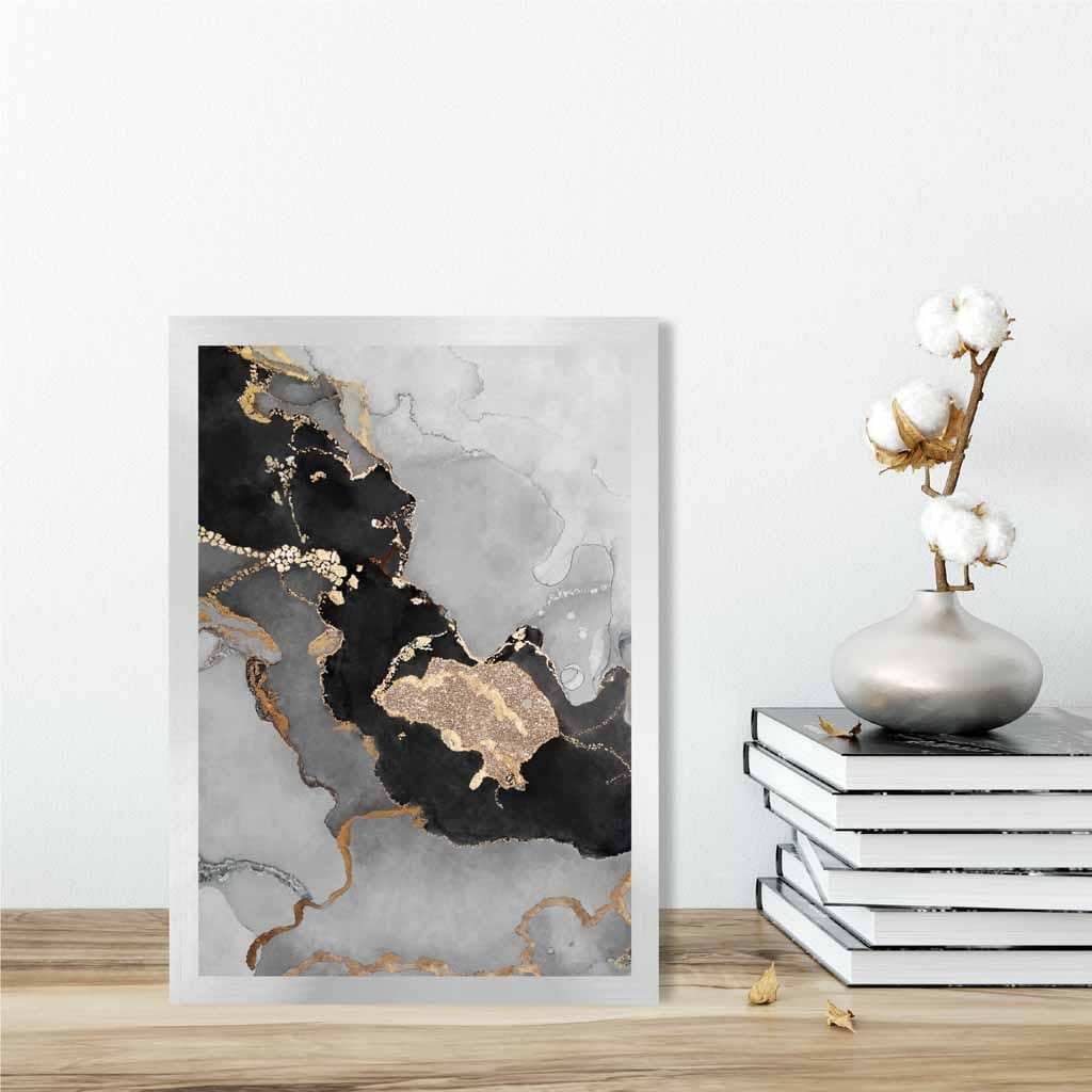 Abstract Art -juliste nro 3 musta ja kulta 0