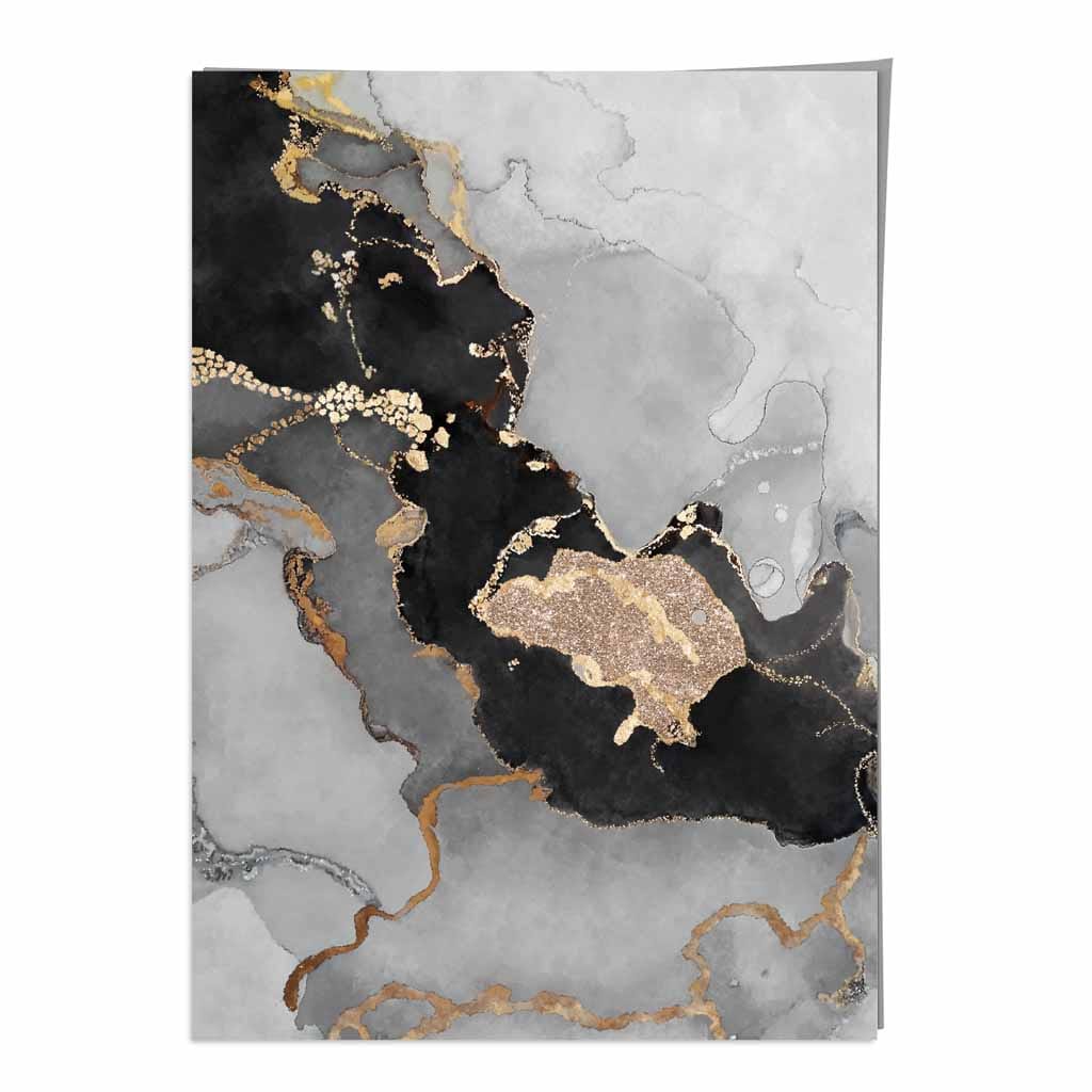 Abstract Art -juliste nro 3 musta ja kulta 1