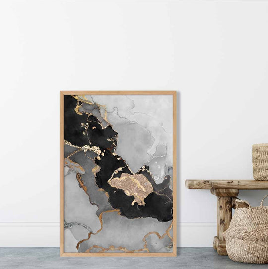 Abstract Art -juliste nro 3 musta ja kulta 2