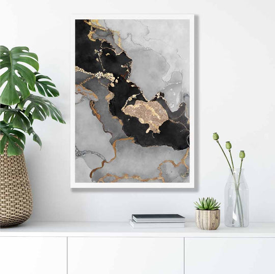 Abstract Art -juliste nro 3 musta ja kulta 3