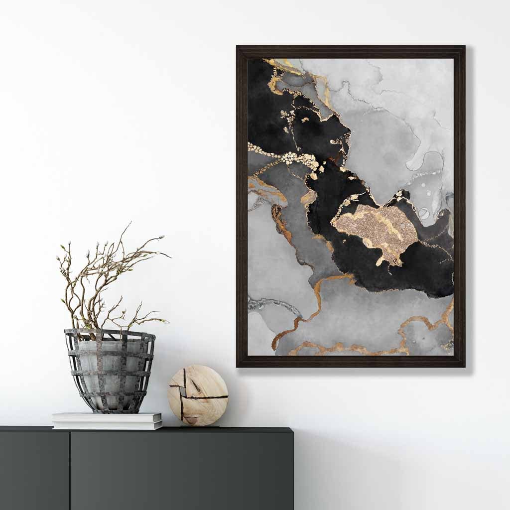 Abstract Art -juliste nro 3 musta ja kulta 4