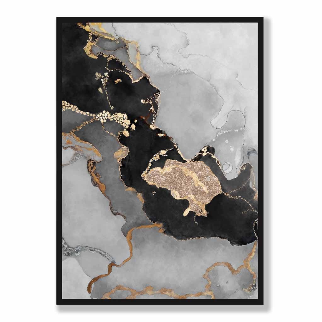 Abstract Art -juliste nro 3 musta ja kulta 5