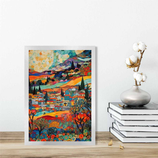 Abstrakti Taideprintti Kaupunkimaisemalla Boho Tyylinen Decor 2