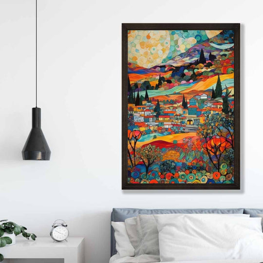 Abstrakti Taideprintti Kaupunkimaisemalla Boho Tyylinen Decor 3