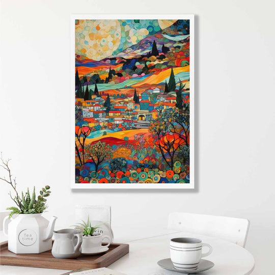 Abstrakti Taideprintti Kaupunkimaisemalla Boho Tyylinen Decor 4