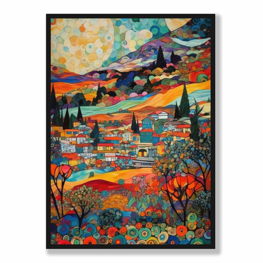 Abstrakti Taideprintti Kaupunkimaisemalla Boho Tyylinen Decor 5