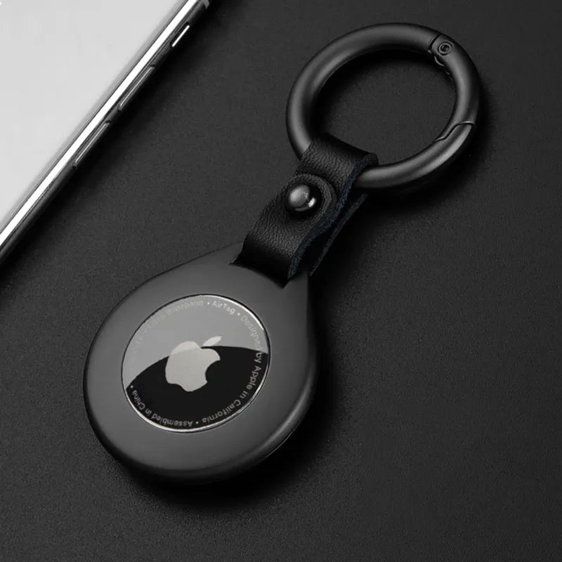 Apple Airtag Suojakotelo Nahka-Metalli 0
