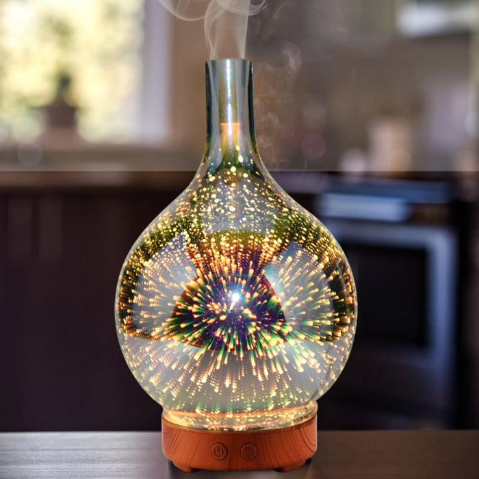 Aromaburst 3D-lasimaljakko Aromihajotin LED-valoilla 0
