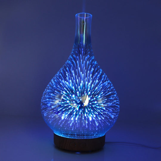 Aromaburst 3D-lasimaljakko Aromihajotin LED-valoilla 3