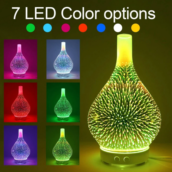 Aromaburst 3D-lasimaljakko Aromihajotin LED-valoilla 5