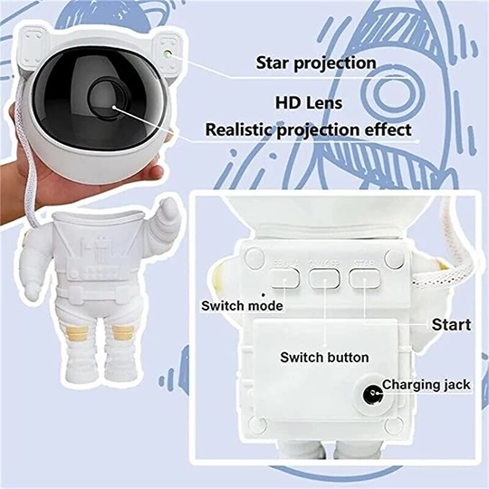 Astronautti LED-projektori 360° Kääntyvällä Päällä Moderni Tunnelmanluoja 6