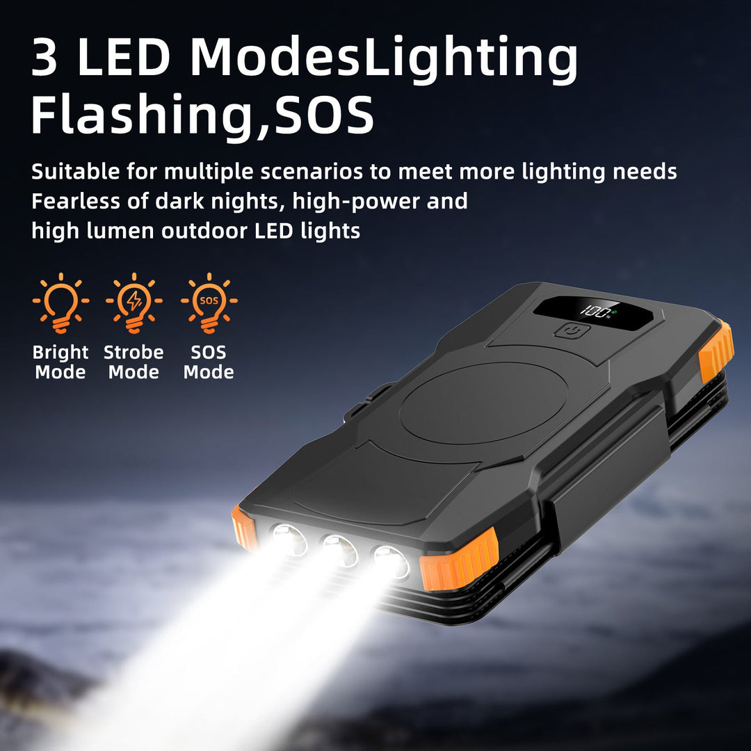 Aurinkoenergiapankki integroidulla LED-valaistuksella ja useilla USB-porteilla 1