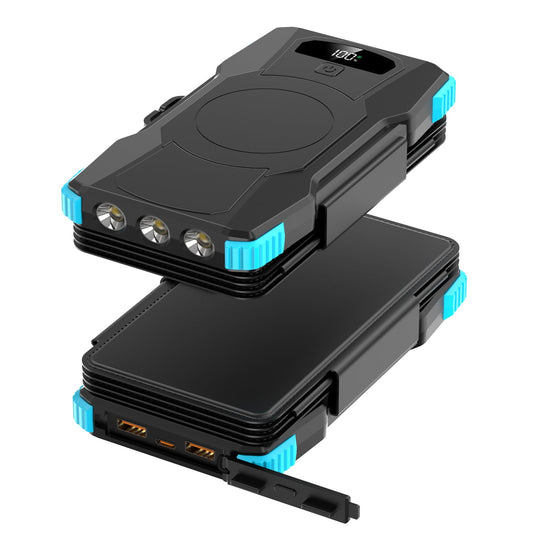 Aurinkoenergiapankki integroidulla LED-valaistuksella ja useilla USB-porteilla 7