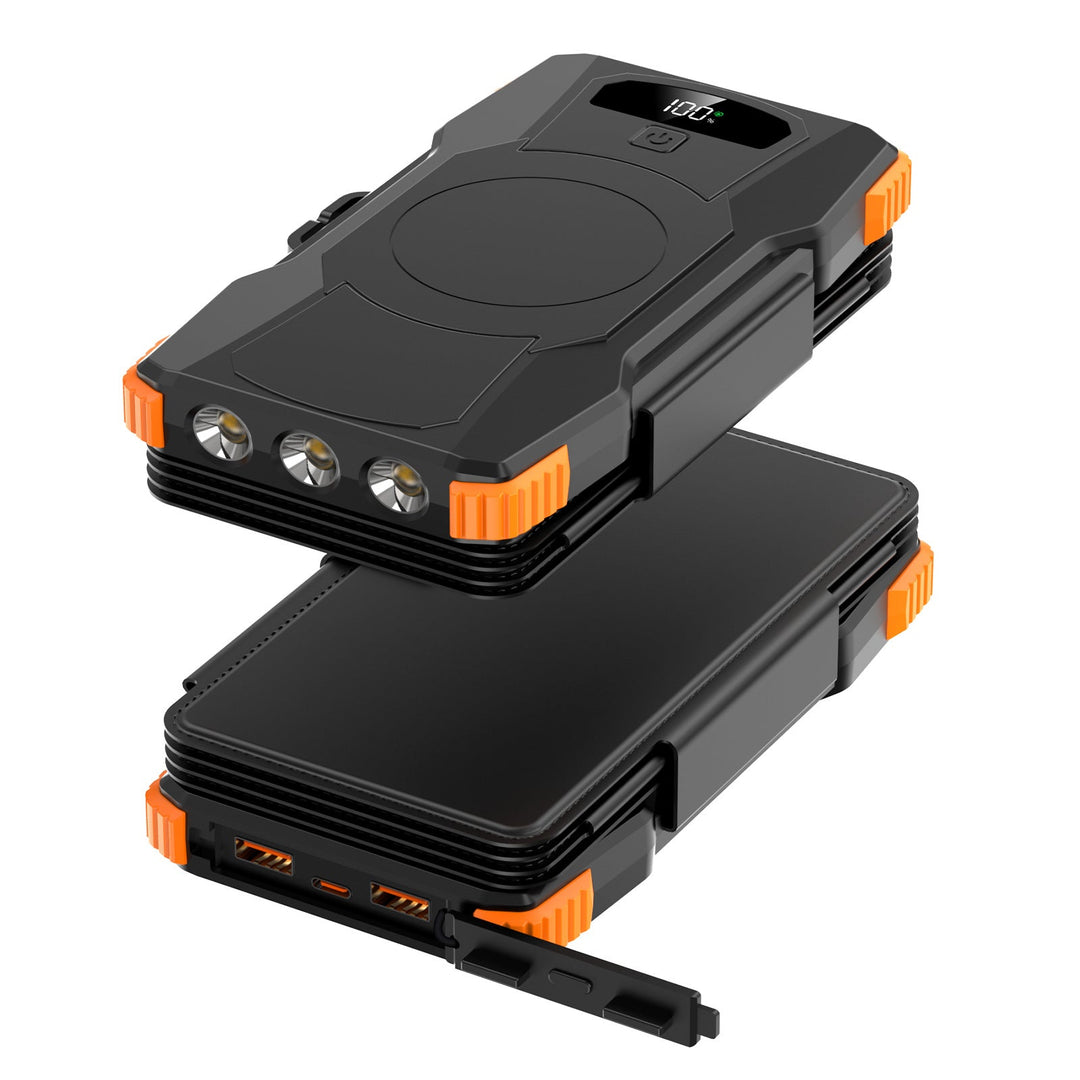 Aurinkoenergiapankki integroidulla LED-valaistuksella ja useilla USB-porteilla 8