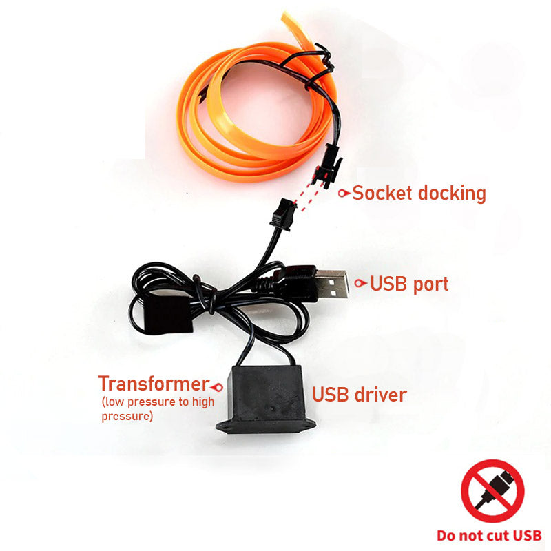 Auton Neonvalaistuspaketti USB-liitännällä Muokattavalla Valokaapelilla 7