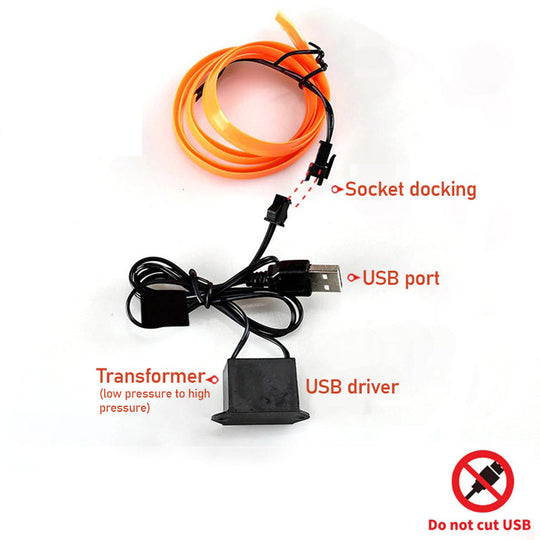 Auton Neonvalaistuspaketti USB-liitännällä Muokattavalla Valokaapelilla 7