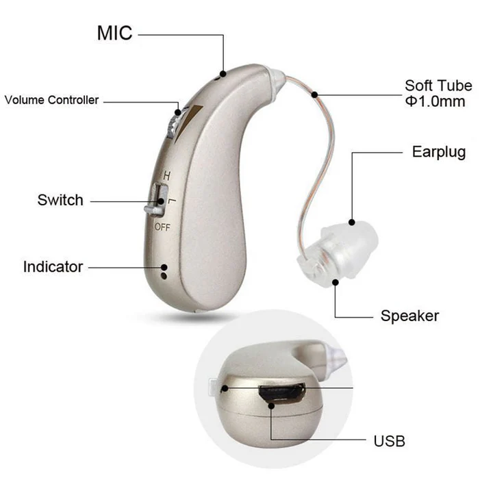 Bluetooth-kuulolaite USB-ladattava malli senioreille 1