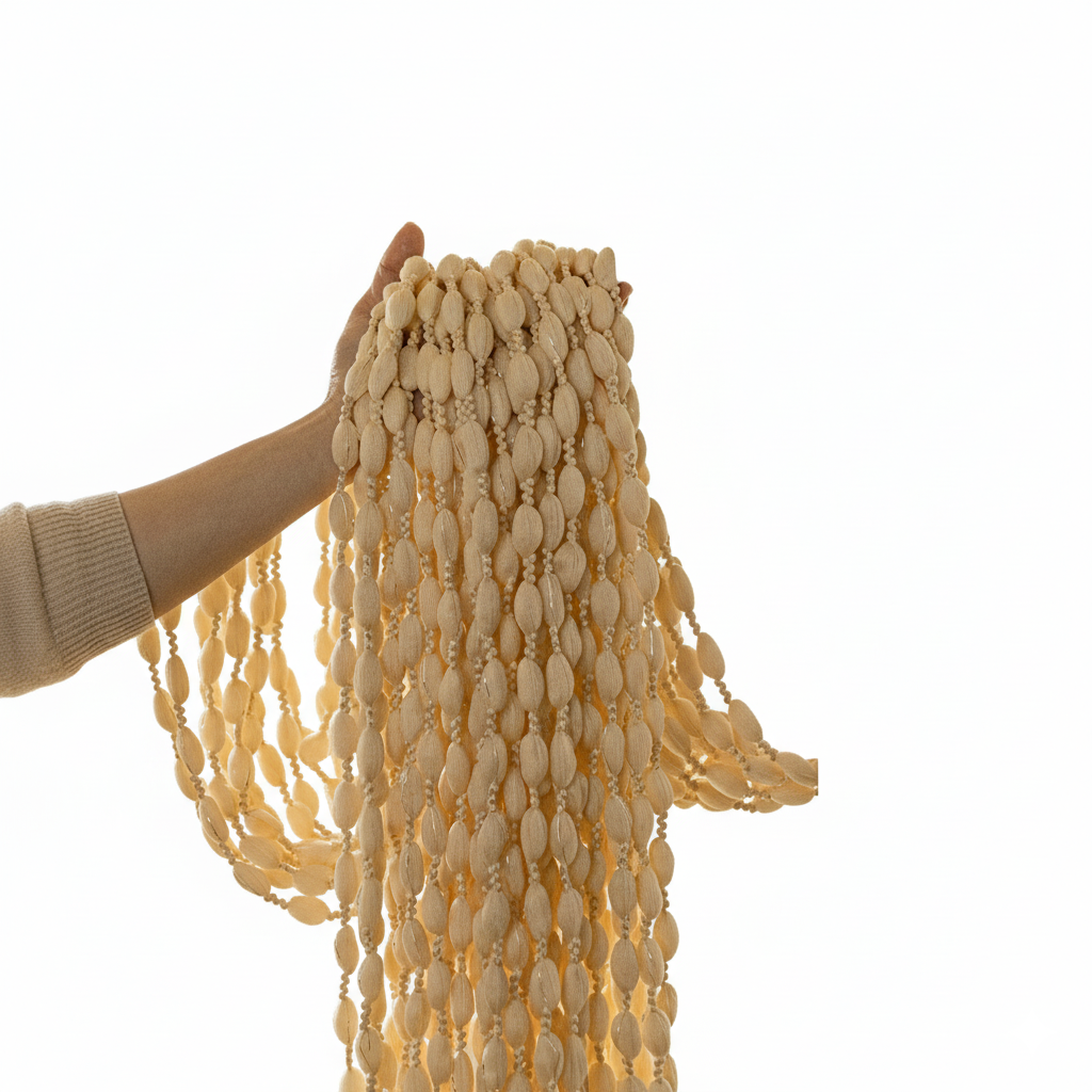 Boho-tyylinen Oviverho Helmillä Koristeltu 0