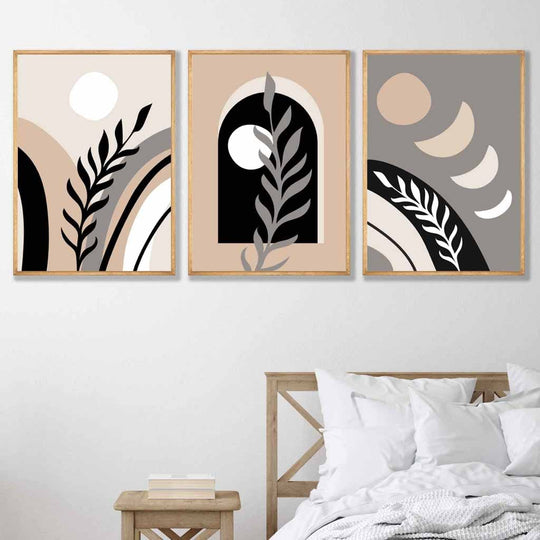 Boho Abstract Seinätulosteet Setti Kolme Taideprinttiä 2