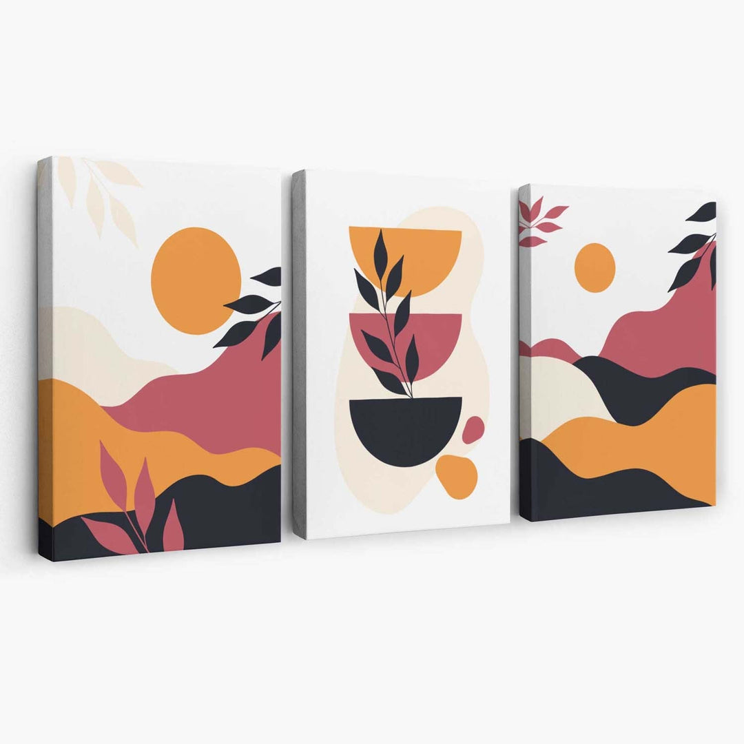Boho Canvas Print Set of 3 Vibrant Art Decor 0