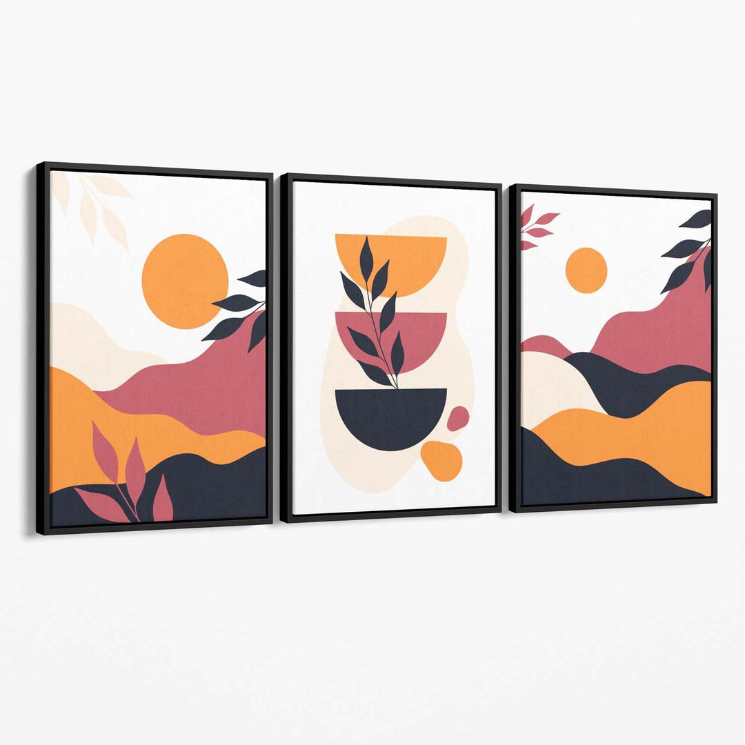 Boho Canvas Print Set of 3 Vibrant Art Decor 1